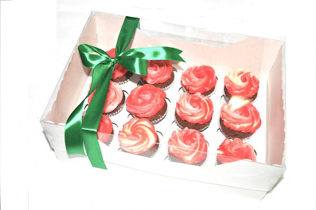 Коробка с прозрачной крышкой 12 капкейков 34*24*12 см Коробка с прозрачной крышкой 12 капкейков 34*24*12 см