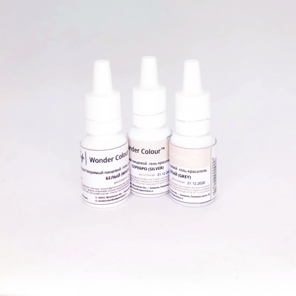 Краситель пищевой гелевый Tulip Wonder Colour | 15 мл. Белый и Серый Краситель пищевой гелевый Tulip Wonder Colour | 15 мл. Белый и Серый