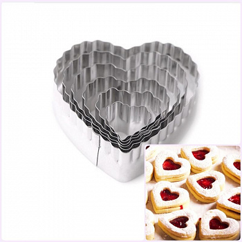 Вырубка стальная Сердца фигурные Микс 4-8 см | Набор 5 фигур