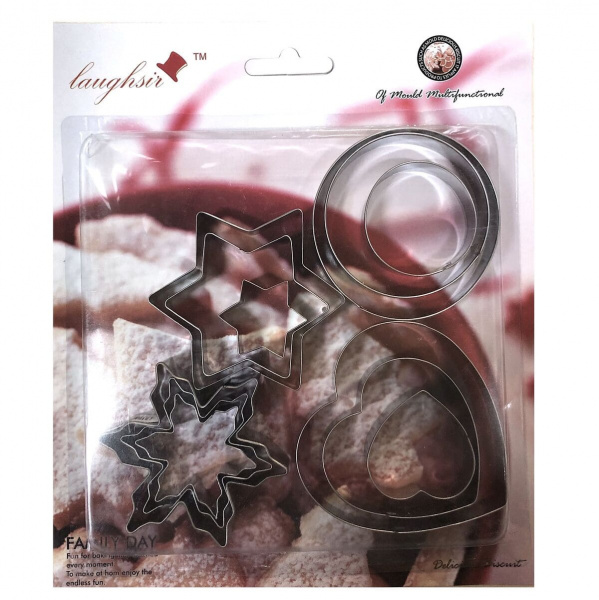 Вырубка стальная Сердце, Цветок, Снежинка, Кольцо 3-6 см | Набор 12 фигур