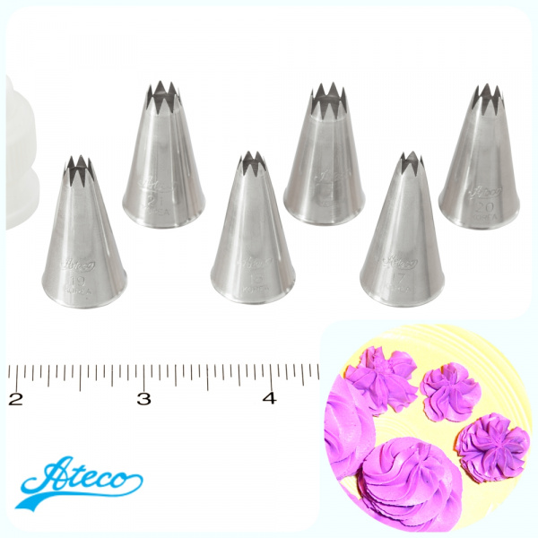 Кондитерская насадка открытая звезда №18 - 22, 32 Ateco | 7, 8, 9 лучей мини размер