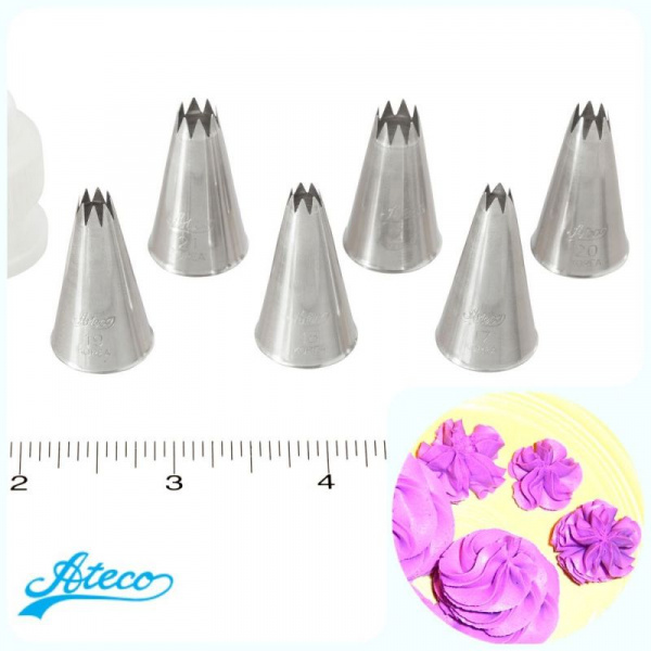 Кондитерская насадка открытая звезда №18 - 22, 32 Ateco | 7, 8, 9 лучей мини размер Кондитерская насадка открытая звезда №18 - 22, 32 Ateco | 7, 8, 9 лучей мини размер