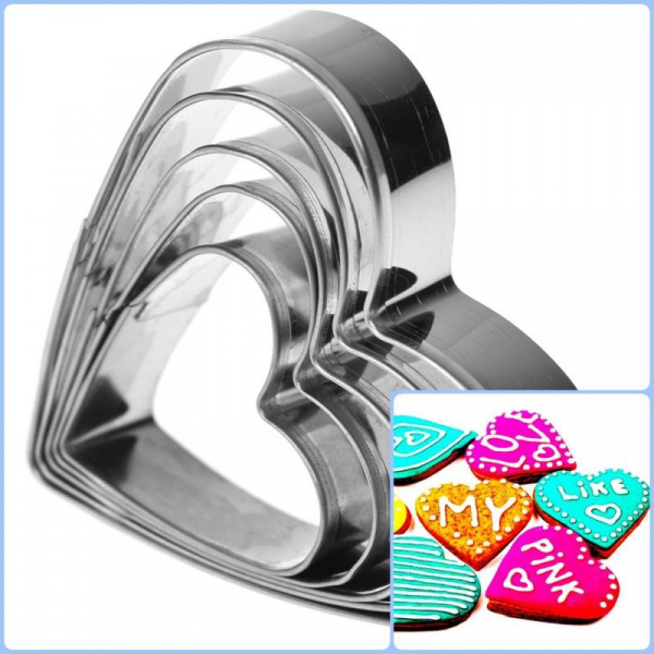 Вырубка стальная Сердца 5-8 см | Набор 5 фигур Вырубка стальная Сердца 5-8 см | Набор 5 фигур