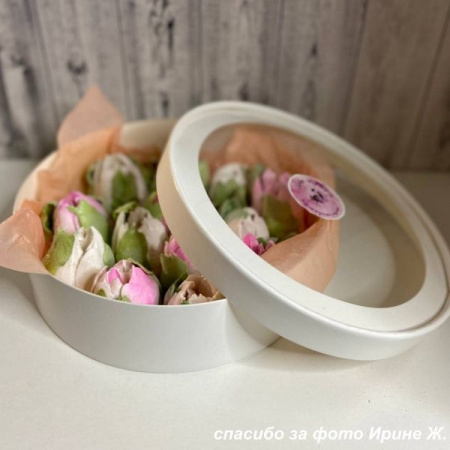 Коробка для выпечки круглая (шайба) 20•8 см БИРЮЗОВАЯ (окно, крышка+дно) | упак. 5-20 шт Коробка для выпечки круглая (шайба) 20•8 см БИРЮЗОВАЯ (окно, крышка+дно) | упак. 5-20 шт