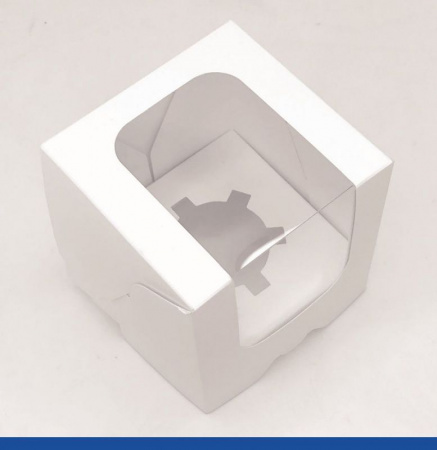 Коробка для 1-го капкейка 10•10•11 см Белая с Окном (сборная) | упак. 5-50 шт